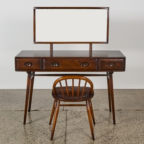 A Rare Ercol 406 Dressing Table With a Low Back 414 Dressing Chair c.1960