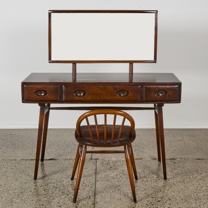 A Rare Ercol 406 Dressing Table With a Low Back 414 Dressing Chair c.1960