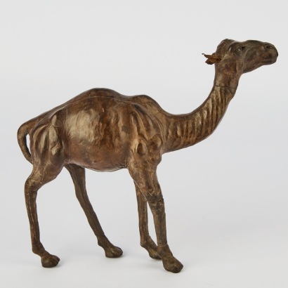 A Mid-Century Liberty Style Leather Camel Sculpture