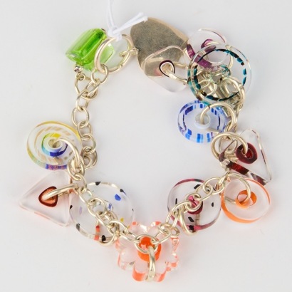 An Italian Murano Glass Bead Bracelet