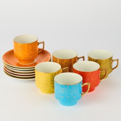 A Set of Six Fine China Teacups & Saucers, Made in Japan