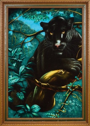 A 1960s Black Panther Velvet Painting