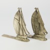 A Pair of Pewter Sailing Ship Bookends
