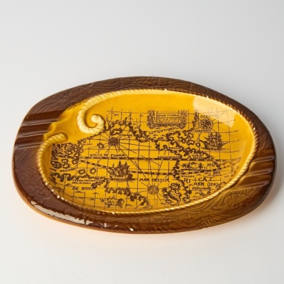 A Vintage Ashtray with Antique Map Detail