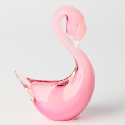 A Pink Murano Art Glass Swan