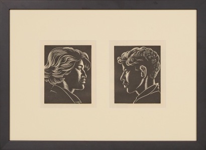 A Mervyn Taylor, Maori Girl & Maori Boy Bookplate 1