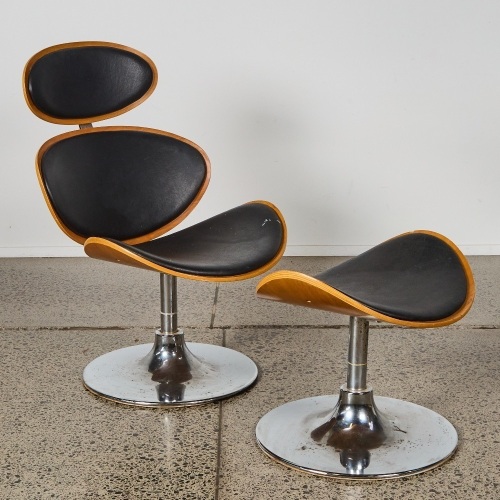 A Danform Curve Lounge Chair and Matching Footstool