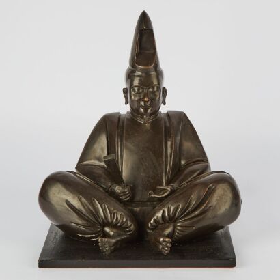 A Japanese 20th-century bronze figure of a shogun