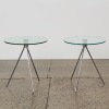 A Pair of Mid-Century Style Chrome and Glass Side Tables
