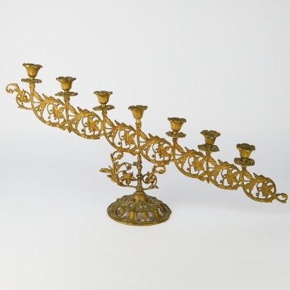 A Vintage Solid Brass Gothic Church Altar Candelabra