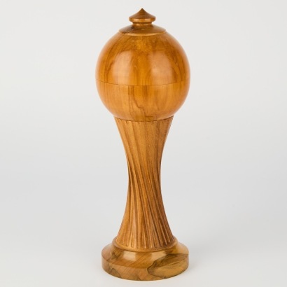 A Hand-Turned Rimu and Walnut Pedestal Trinket Box