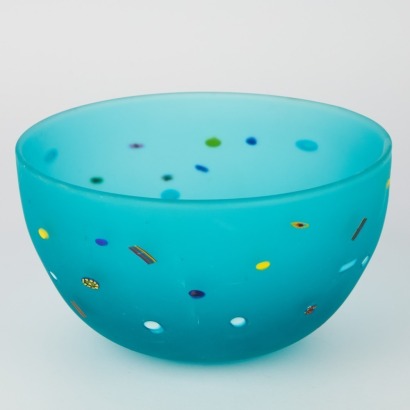 A Teal Garry Nash Bowl with Murrini Inclusion