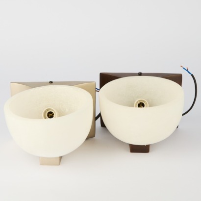A Pair of Spanish Marble and Brass Wall Sconces