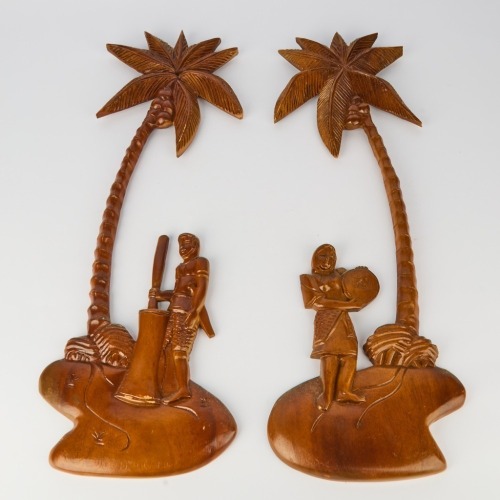 A Pair of 1960s Palm Tree Carvings