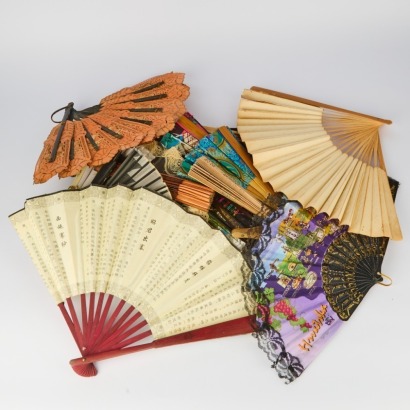 A Collection of seventeen handheld folding Fans from around the world