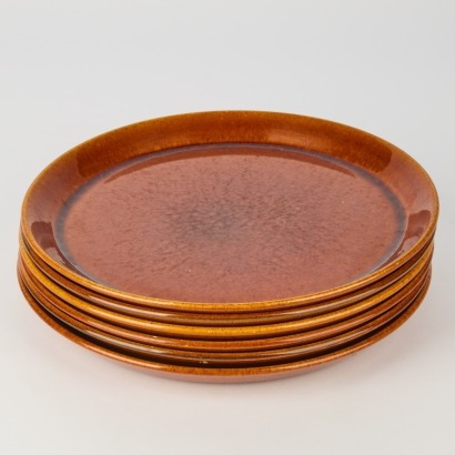 A set of six Crown Lynn Pioneer Glaze Dinner Plates Dia260mm