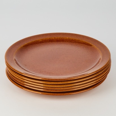A set of six Crown Lynn Pioneer Glaze small Dinner Plates Dia230mm