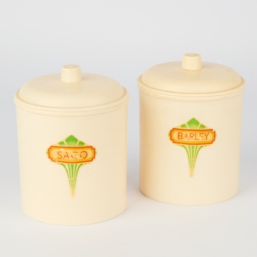 A Pair of Bakelite Kitchen Storage Canisters