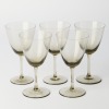 Five Smokey Grey Stem Vase Crystal Glasses