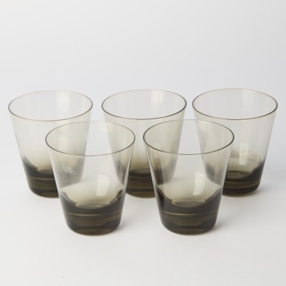 Five Glass Smokey Grey Tumblers