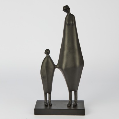 A Metal Mother and Child Sculpture