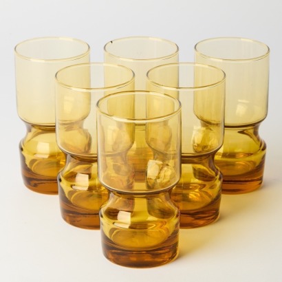 A Set of Six Kaaru Amber Honeygold Java Glasses