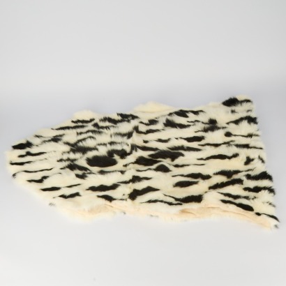 A Rabbit Fur Rug in Black and White