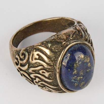 A German Silver Ring with Lapis Lazuli and Tibetan Inscription