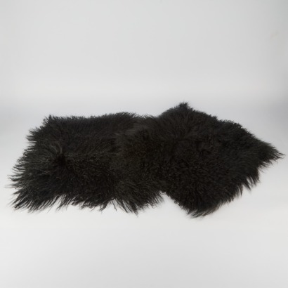 A Pair of Black Tibetan Lamb Cushion Cover
