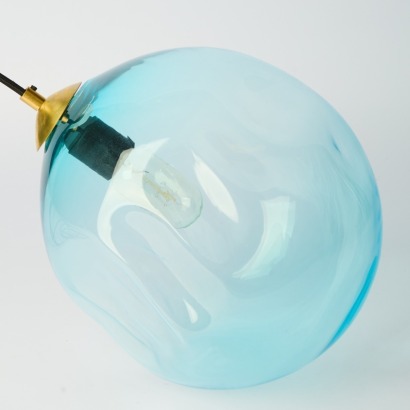 A Blue Handblown Light Fitting by Luke Jacomb Studio
