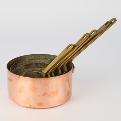 A Set of Six Vintage Copper Pots