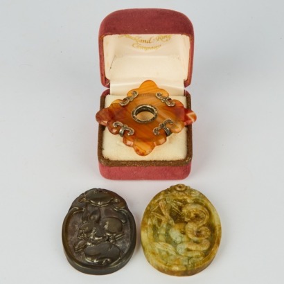 A Set of Three Chinese Jade Carvings