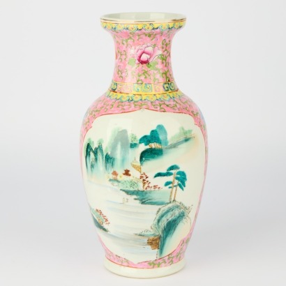 A Chinese 20th Century Famille Rose 'Figural' Vase