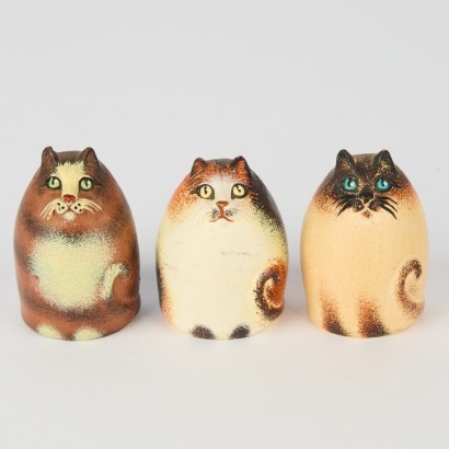 A Group of Three Resin Carved Cat Ornaments