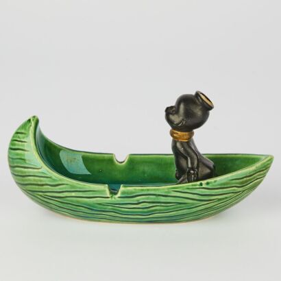 A Vintage Boy in Boat Ceramic Ashtray