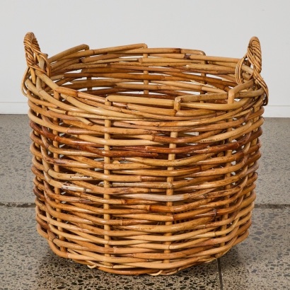 A Large Vintage Heavy Wicker Basket