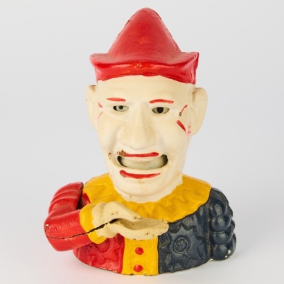 A Cast Iron Clown Bank