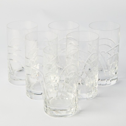 A Set of Six Crystal Highball Glasses