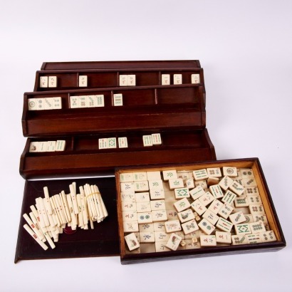 A Chinese Late 19th to Early 20th Century Bamboo-Backed Mah Jong Set