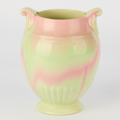 A Crown Devon Green and Pink Drip Vase