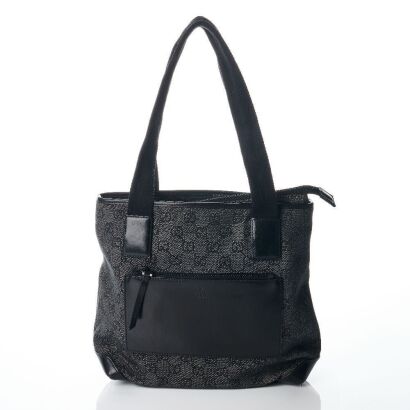 Gucci, Black GG Monogram Canvas Tote Bag