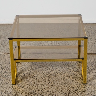 A Brass and Smoked Glass Mid-Century Style Side Table
