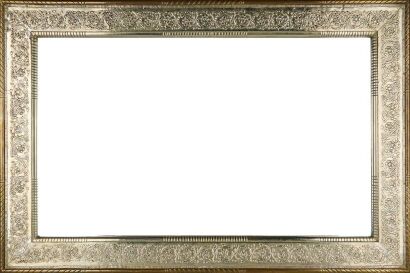 A Vintage Embossed German Silver-Tone and Brass Mirror