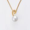 18ct Yellow Gold, 9.7mm South Sea Pearl / 0.015ct Diamond Pendant on 45cm, Gold-plated Chain