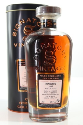 (1) 2008 Signatory Vintage Cask Strength Collection Deanston 10 Year Old Single Malt Scotch Whisky, Highlands, 67.7% ABV (GB)