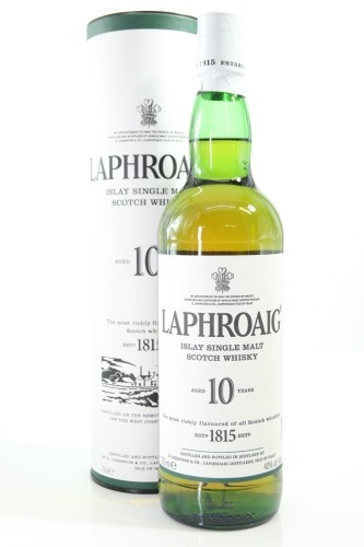 (1) Laphroaig 10 Year Old Single Malt Scotch Whisky, Islay, 40% ABV