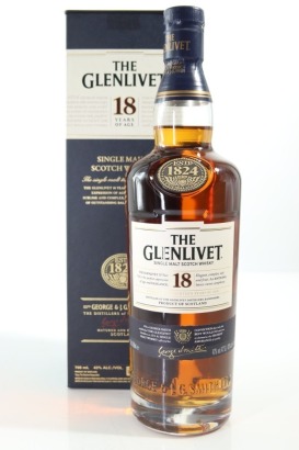 (1) The Glenlivet 18 Years Old Single Malt Scotch Whisky, Speyside, 43% ABV, Circa. Late 2010's (GB)