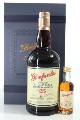 (1) Glenfarclas 25 Year Old & 40 Year Old Miniature Single Malt Scotch Whisky Set, Speyside, 43-46% ABV, 2 Bottles Sold as One Lot (GB)