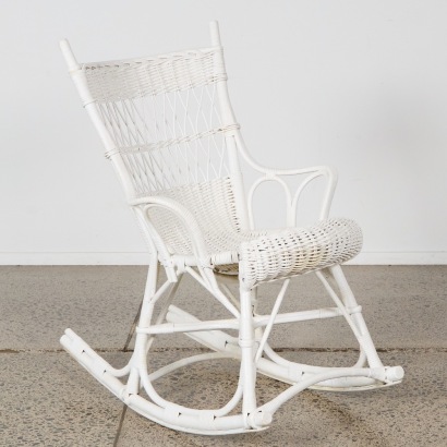 A Vintage Overpainted Cane Rocker