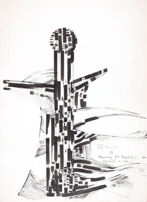 PARA MATCHITT Drawing for Sculpture in Concrete & Steel